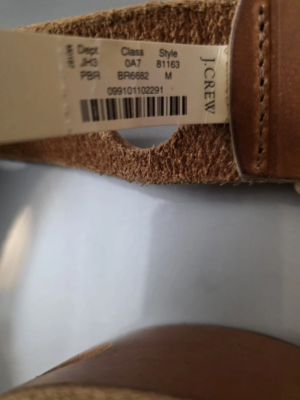 J. Crew Tan Brown Suede Leather Belt with Cutout Detail. Sz M. NWT - Picture 3 of 3